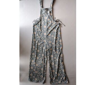 Jenna &‎ Jessie Girls Daisy Floral Ribbed Knit Wide Leg Overall Jumpsuit Size 8
